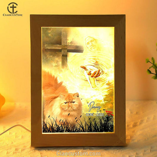 Cat Memorial Frame Lamp Prints - Take My Hand Jesus - Pet Loss Gifts