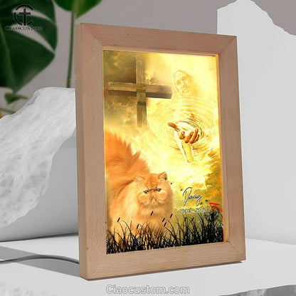 Cat Memorial Frame Lamp Prints - Take My Hand Jesus - Pet Loss Gifts