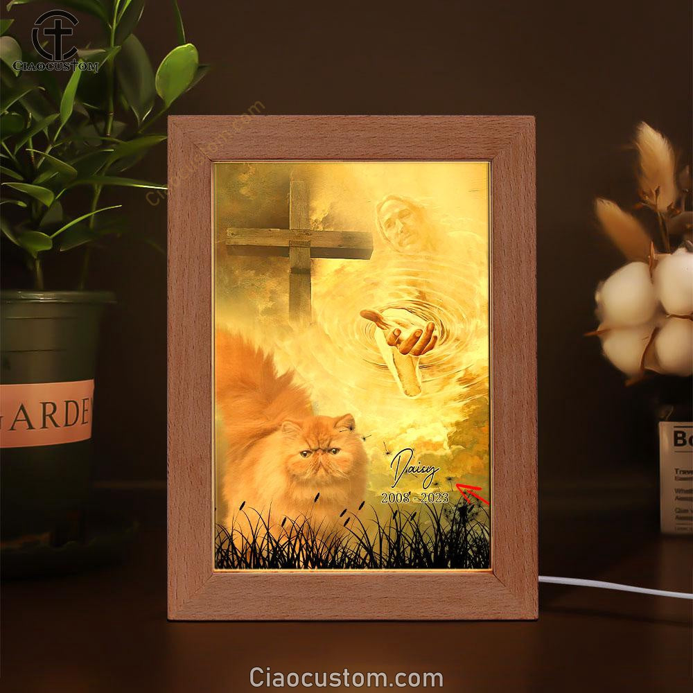 Cat Memorial Frame Lamp Prints - Take My Hand Jesus - Pet Loss Gifts