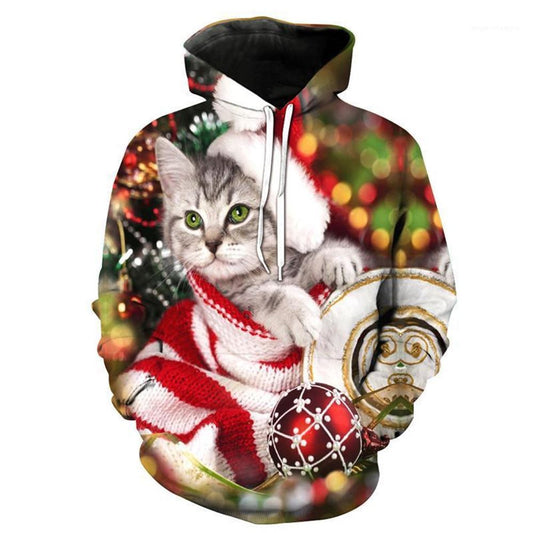 Cat On Christmas Day All Over Print 3D Hoodie For Men And Women, Best Gift For Cat lovers, Best Outfit Christmas