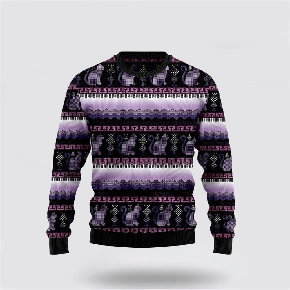 Cat Purple Ugly Christmas Sweater For Men And Women, Best Gift For Christmas, Christmas Fashion Winter