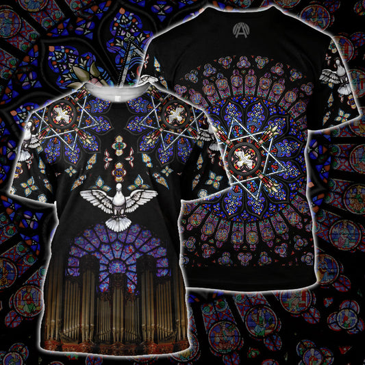 Cathedrals Stained Glass Jesus Shirt - Christian 3d Shirts For Men Women