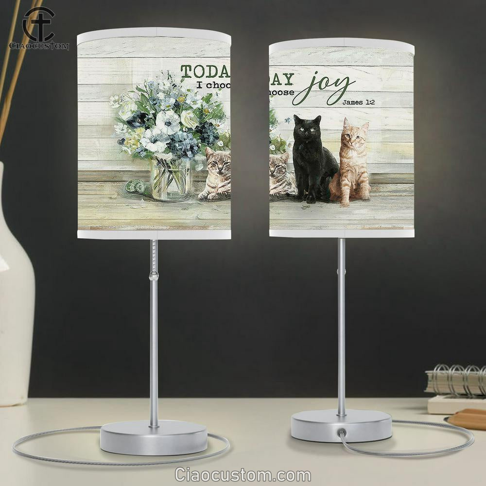 Cats Flower Vase Today I Choose Joy Table Lamp For Bedroom - Bible Verse Table Lamp - Religious Room Decor