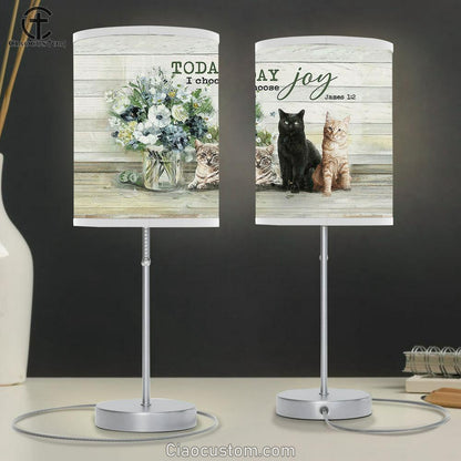Cats Flower Vase Today I Choose Joy Table Lamp For Bedroom - Bible Verse Table Lamp - Religious Room Decor