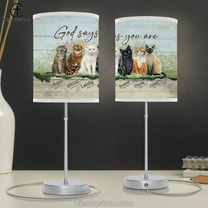 Cats God says you are Table Lamp For Bedroom - Bible Verse Table Lamp - Religious Room Decor