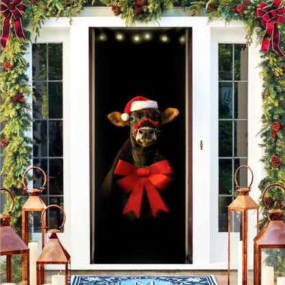 Cattle Christmas Door Cover - Front Door Christmas Cover - Christmas Outdoor Decoration