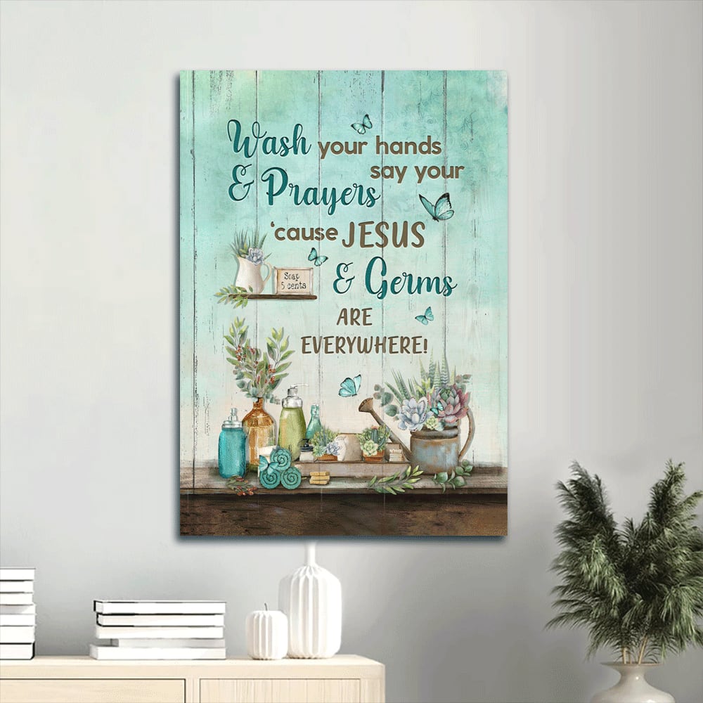 Cause Jesus And Germs Are Everywhere Portrait Canvas Wall Art