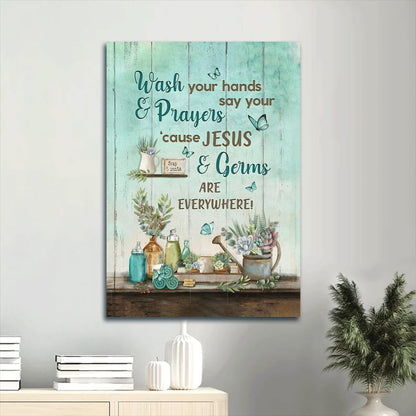 Cause Jesus And Germs Are Everywhere Portrait Canvas Wall Art