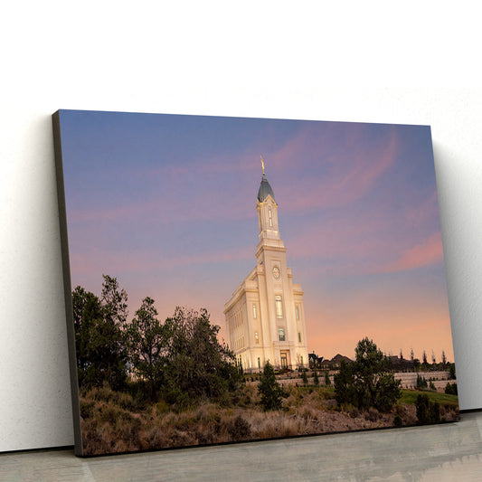 Cedar City Temple Junipers Canvas Wall Art - Jesus Christ Picture - Canvas Christian Wall Art