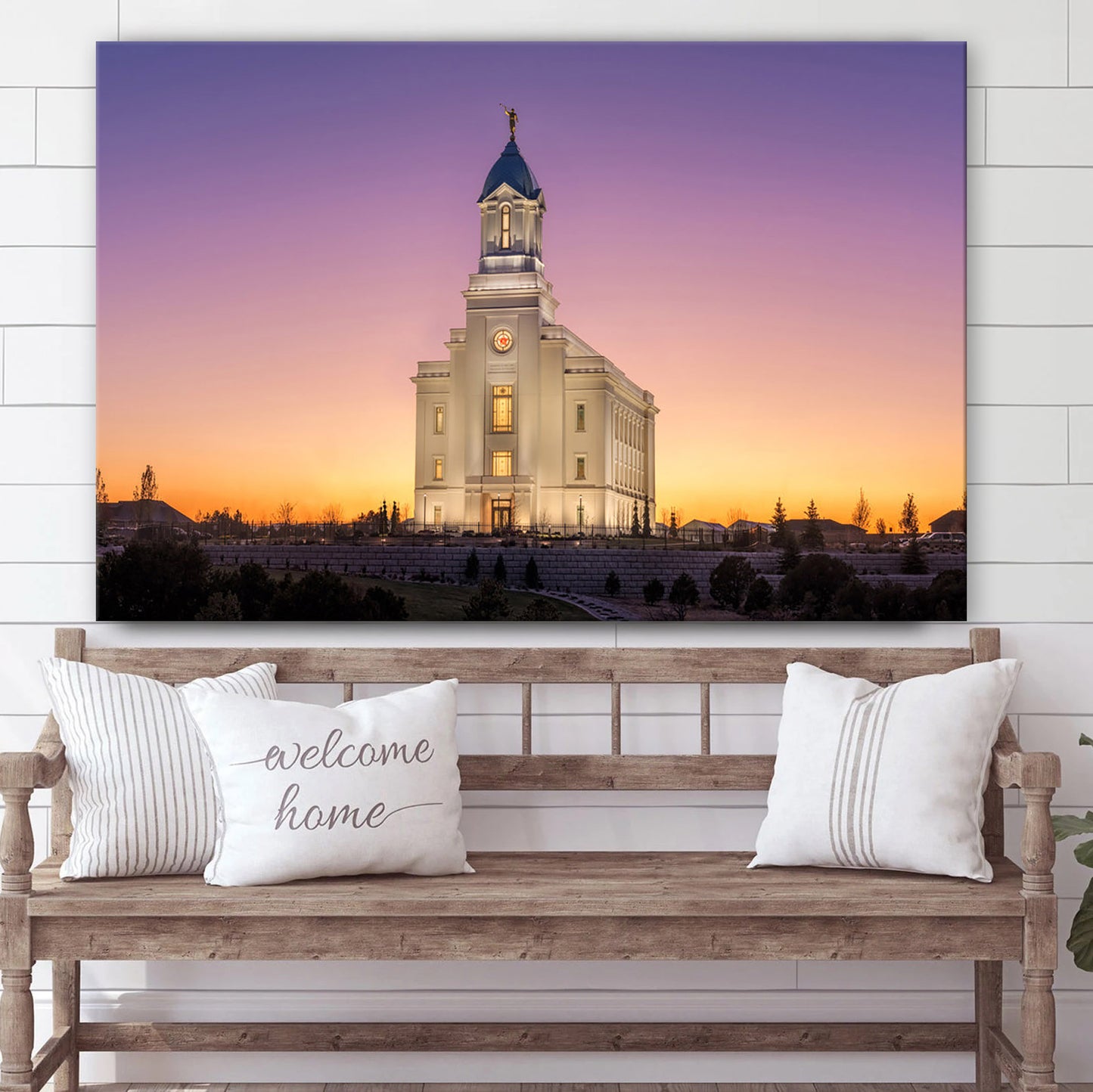 Cedar City Temple Like A Fire Is Burning Canvas Wall Art - Jesus Christ Picture - Canvas Christian Wall Art