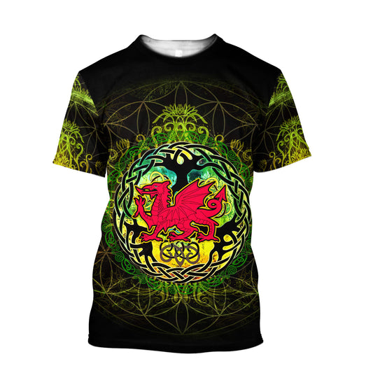 Celtic Wales Dragon Tattoo 3d Printed Shirts For Men And Women - St Patricks Day 3D Shirts