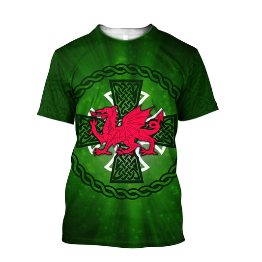 Celtic Wales Dragon Tattoo Shirt 3d Print For Men And Women - St Patricks Day 3D Shirts