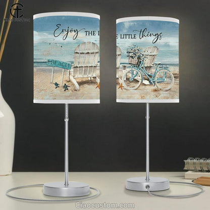 Chair Blue Bicycle Enjoy The Little Things Table Lamp For Bedroom - Bible Verse Table Lamp - Religious Room Decor