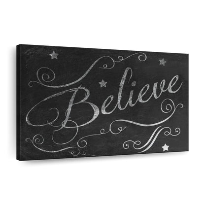 Chalkboard Believe Canvas Wall Art - Christian Canvas Wall Art - Religious Wall Art Canvas