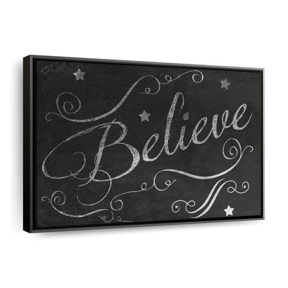Chalkboard Believe Canvas Wall Art - Christian Canvas Wall Art - Religious Wall Art Canvas