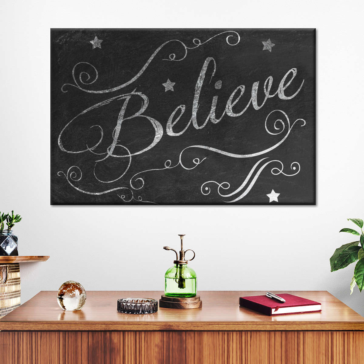 Chalkboard Believe Canvas Wall Art - Christian Canvas Wall Art - Religious Wall Art Canvas