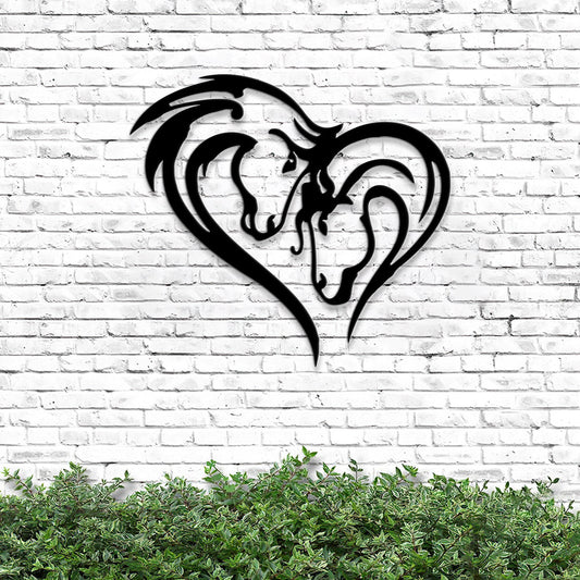 Horse Head Heart Metal Wall Art - Whimsical Horse Head Metal Sign - Metal Horse Wall Art - Horse Lover Gift - Ciaocustom