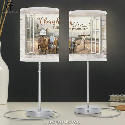 Cherish Every Moment Cows On Field Table Lamp Prints - Religious Table Lamp Art - Christian Home Decor