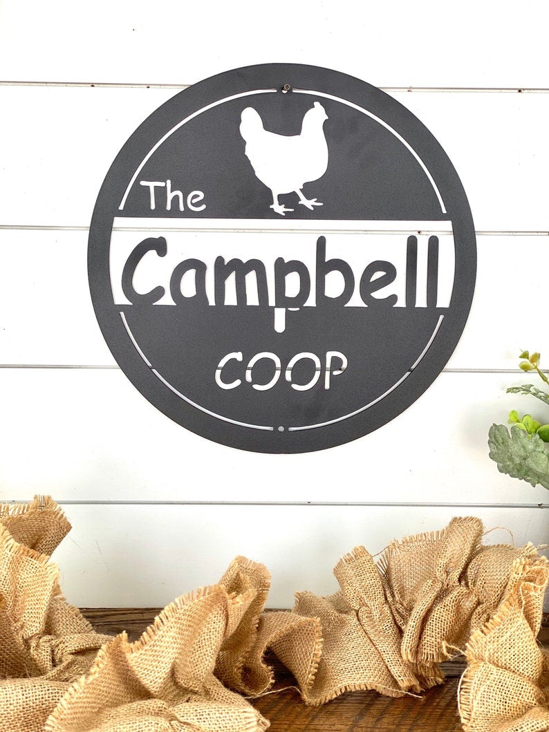 Chicken Coop Family Name Metal Sign Farmhouse Sign Personalized Farm Sign Rooster