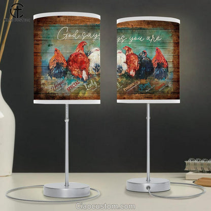 Chicken Farm God Says You Are Table Lamp For Bedroom - Bible Verse Table Lamp - Religious Room Decor