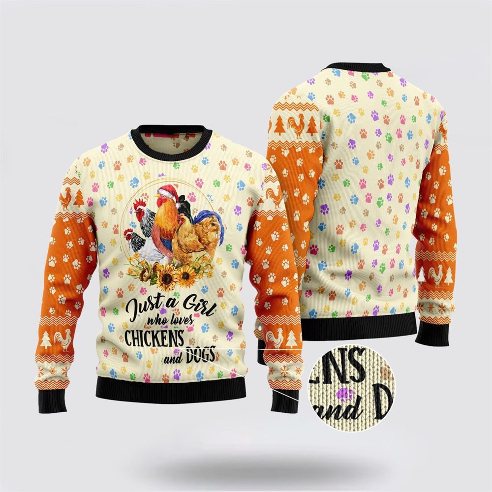 Chickens And Dogs Ugly Christmas Sweater For Men And Women, Gift For Christmas, Best Winter Christmas Outfit