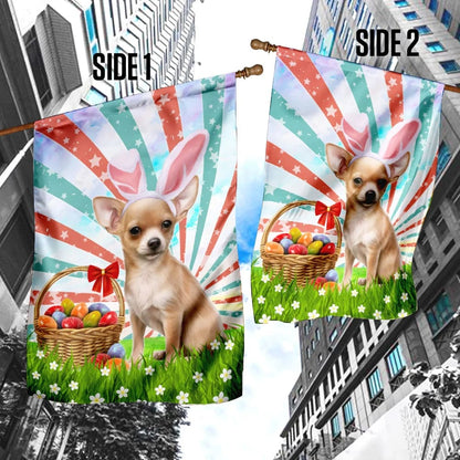 Chihuahua Easter American House Flag - Happy Easter Garden Flag - Decorative Easter Flags