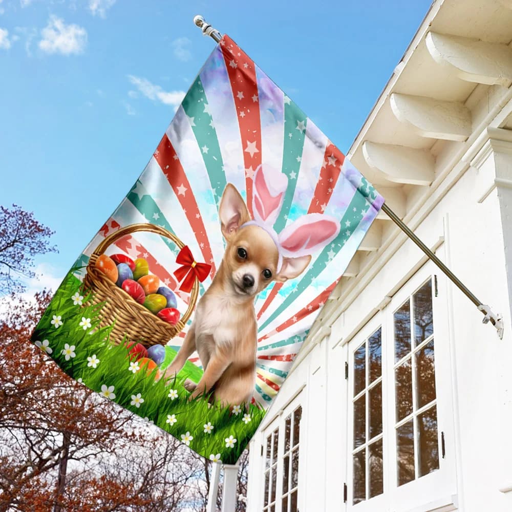 Chihuahua Easter American House Flag - Happy Easter Garden Flag - Decorative Easter Flags