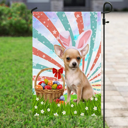 Chihuahua Easter American House Flag - Happy Easter Garden Flag - Decorative Easter Flags