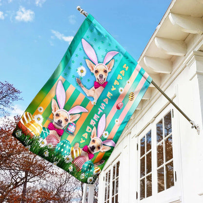 Chihuahua Easter House Flags - Happy Easter Garden Flag - Decorative Easter Flags