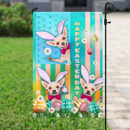 Chihuahua Easter House Flags - Happy Easter Garden Flag - Decorative Easter Flags