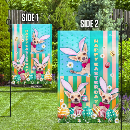 Chihuahua Easter House Flags - Happy Easter Garden Flag - Decorative Easter Flags