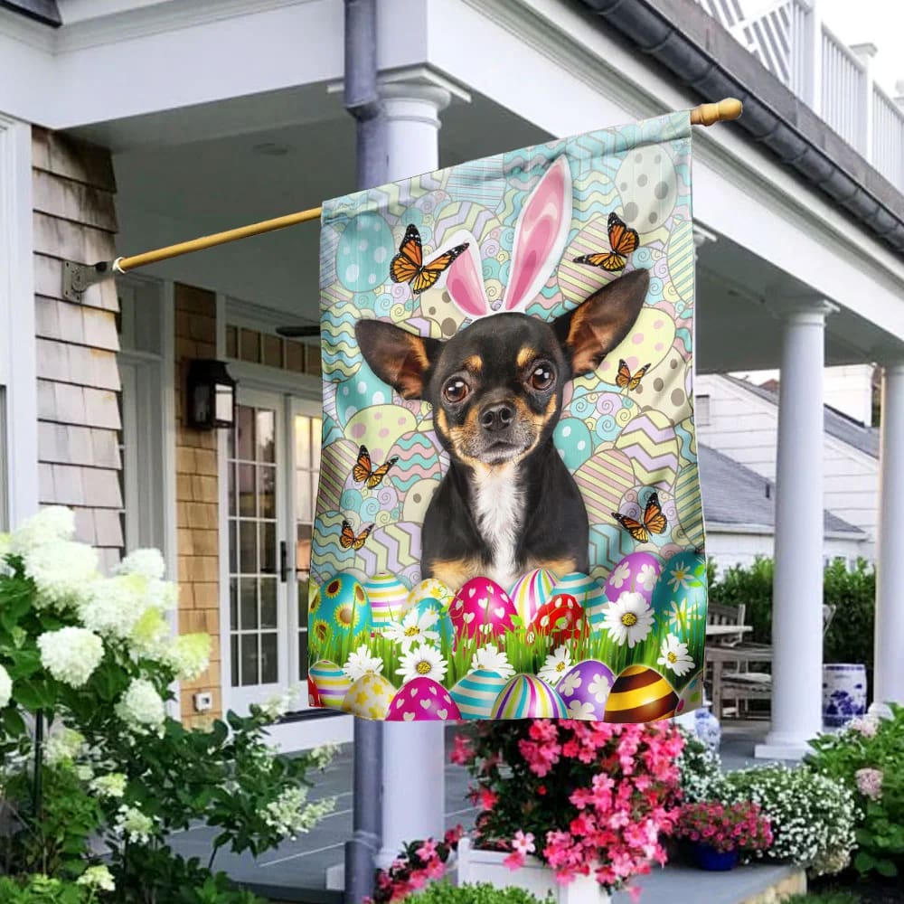 Chihuahua Happy Easter House Flag - Easter Garden Flag - Easter Outdoor Decor