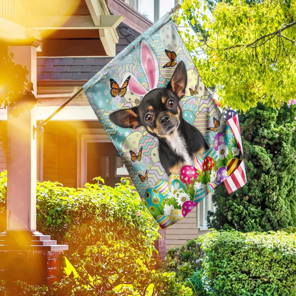 Chihuahua Happy Easter House Flag - Easter Garden Flag - Easter Outdoor Decor