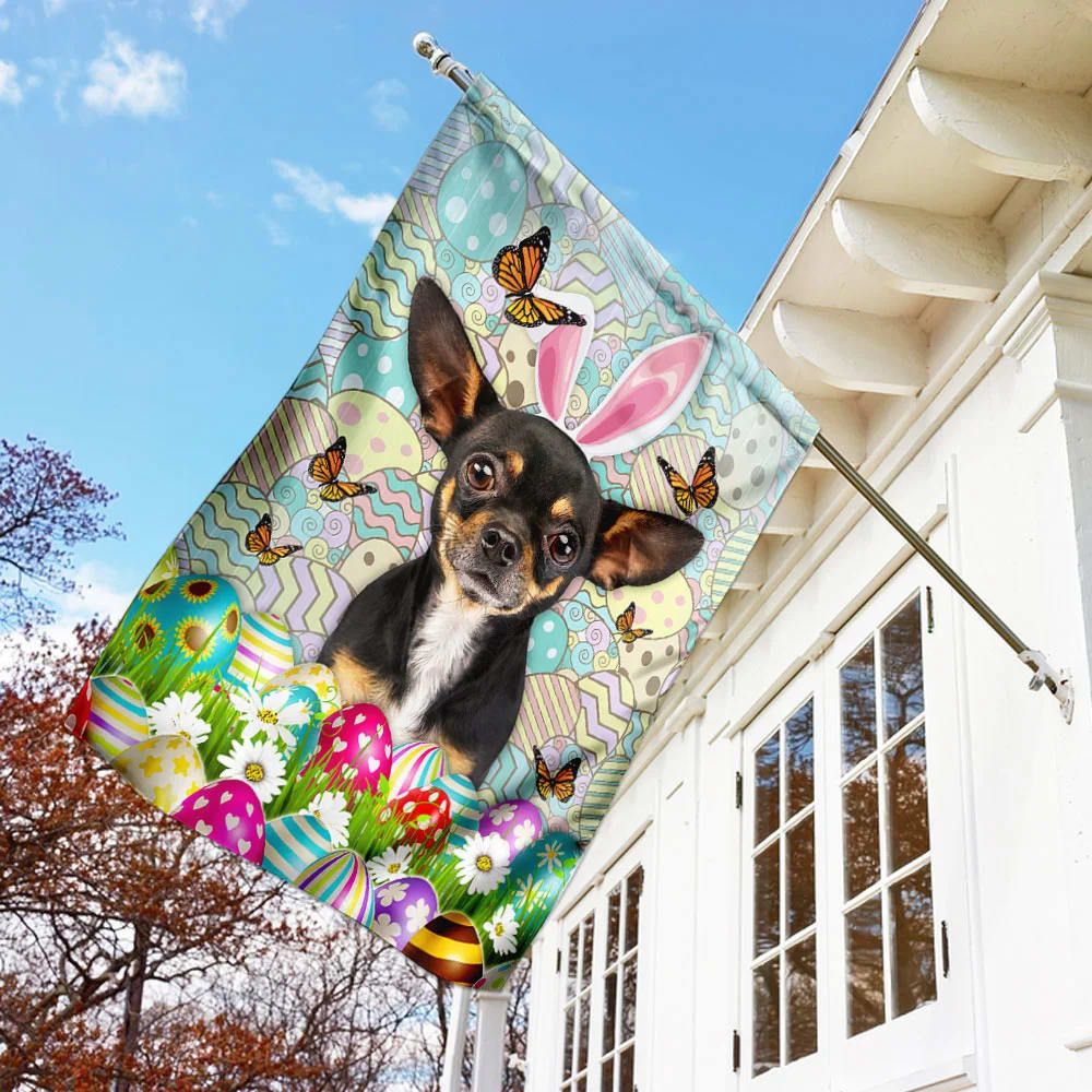 Chihuahua Happy Easter House Flag - Easter Garden Flag - Easter Outdoor Decor