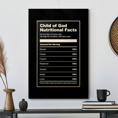 Child Of God Nutritional Facts - Christian Canvas Prints - Faith Canvas - Bible Verse Canvas - Ciaocustom