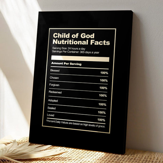 Child Of God Nutritional Facts - Christian Canvas Prints - Faith Canvas - Bible Verse Canvas - Ciaocustom