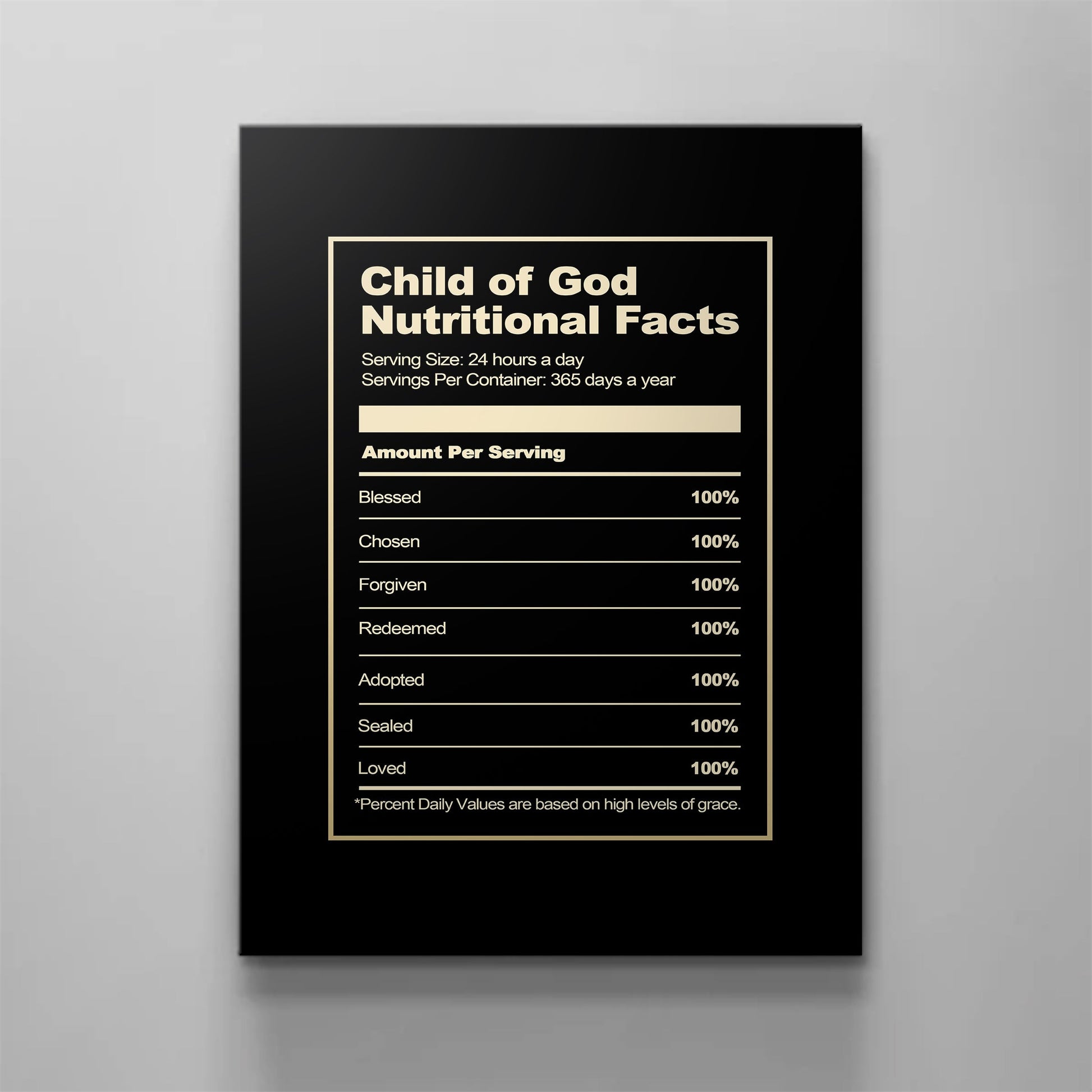 Child of God Nutritional Facts Canvas - Religious Canvas Art - Christian Canvas Wall Art - Ciaocustom