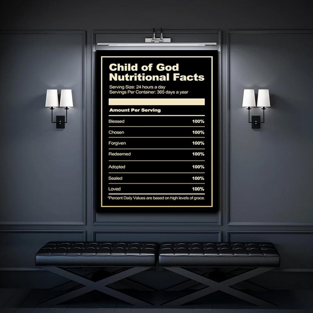 Child of God Nutritional Facts Canvas - Religious Canvas Art - Christian Canvas Wall Art - Ciaocustom