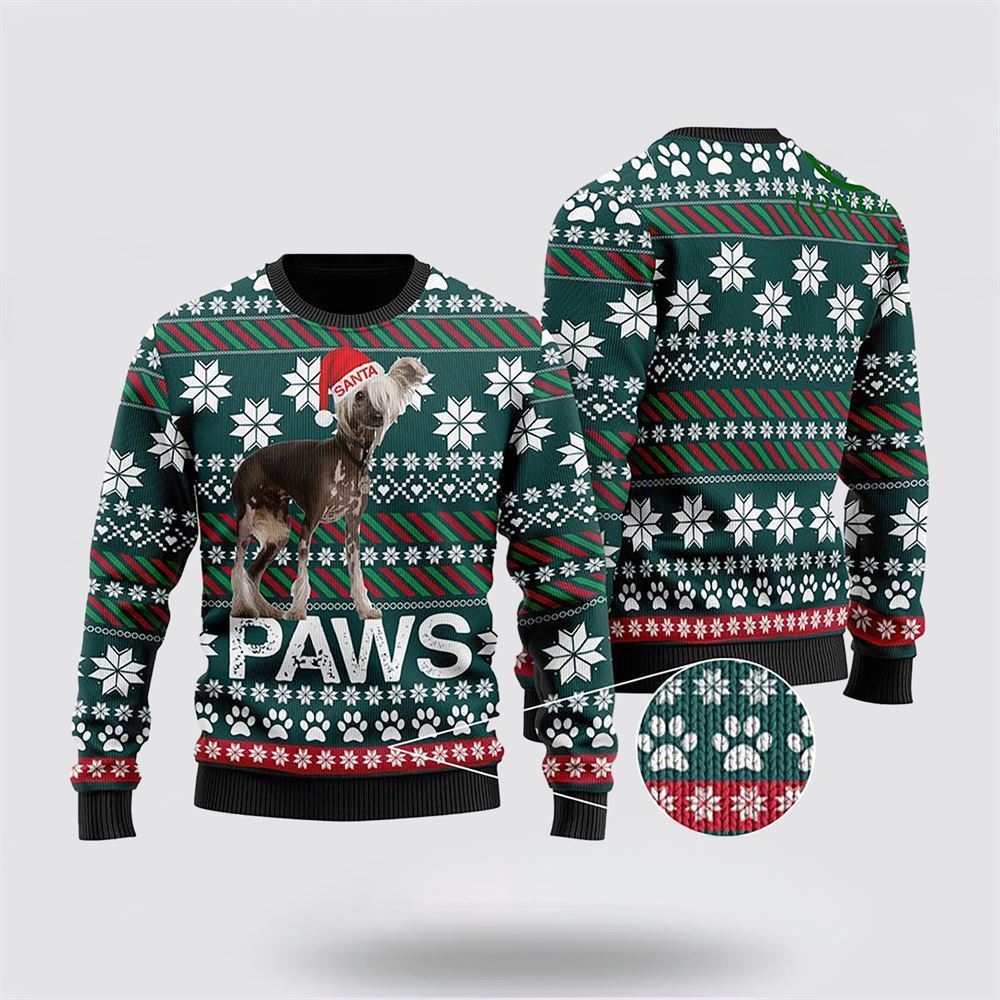 Chinese Crested Santa Printed Ugly Christmas Sweater For Men And Women, Gift For Christmas, Best Winter Christmas Outfit