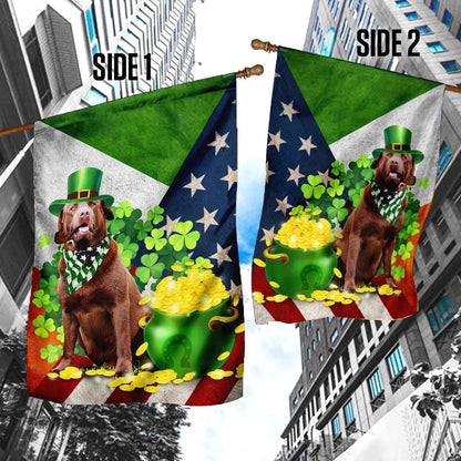 Chocolate Labrador Happy St. Patrick Day House Flag - St Patrick's Day Garden Flag - St. Patrick's Day Decorations