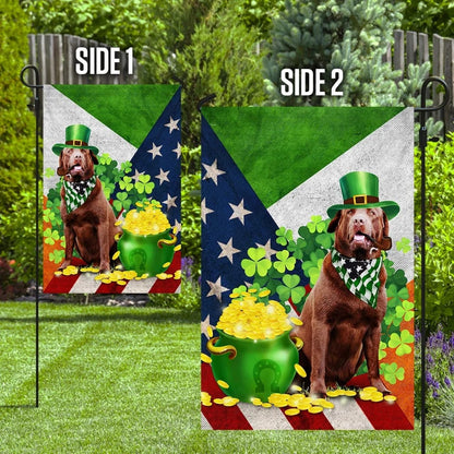 Chocolate Labrador Happy St. Patrick Day House Flag - St Patrick's Day Garden Flag - St. Patrick's Day Decorations