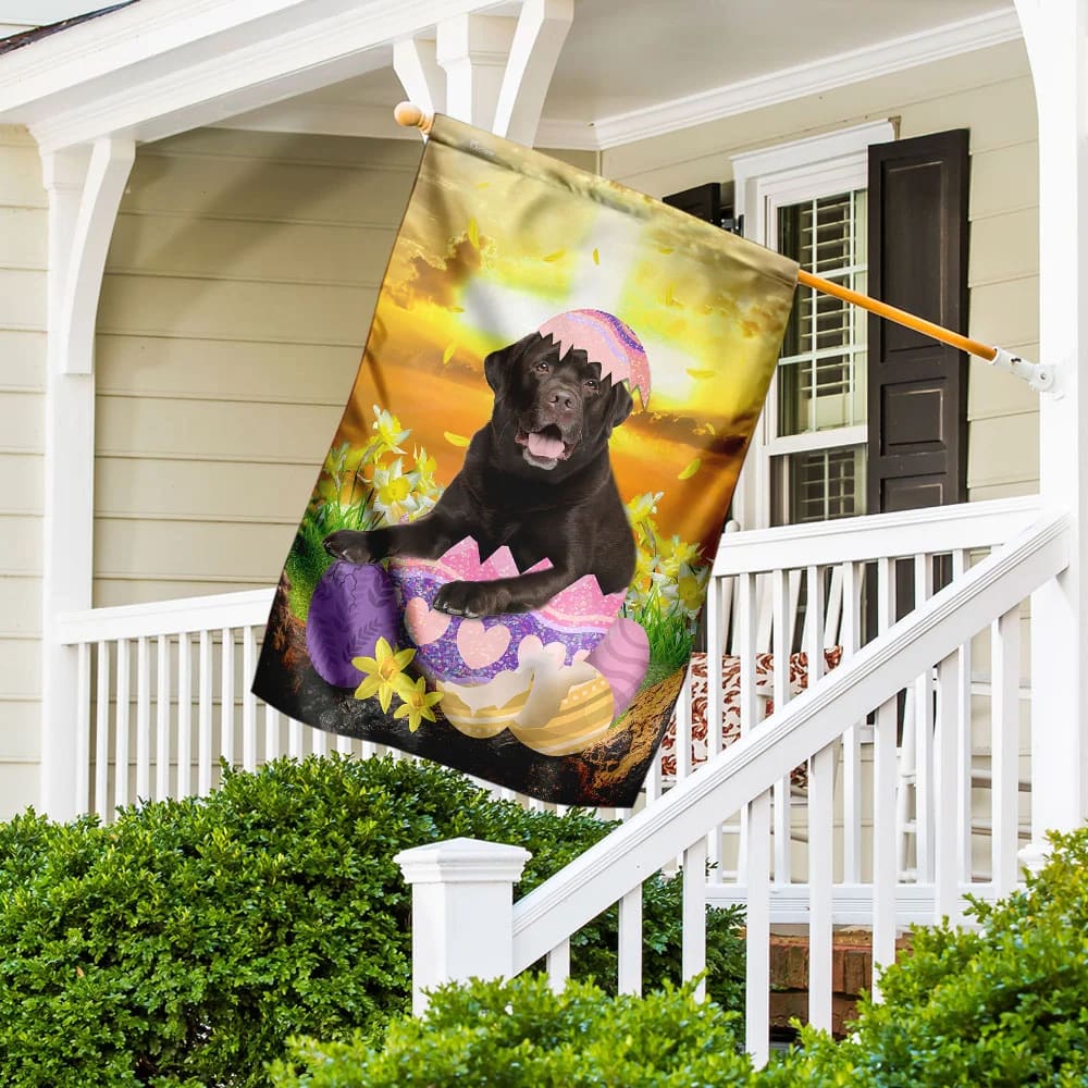 Chocolate Labrador Retriever Is Ready For Easter House Flag - Happy Easter Garden Flag - Decorative Easter Flags