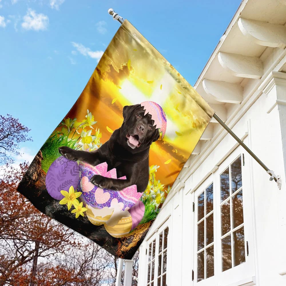 Chocolate Labrador Retriever Is Ready For Easter House Flag - Happy Easter Garden Flag - Decorative Easter Flags