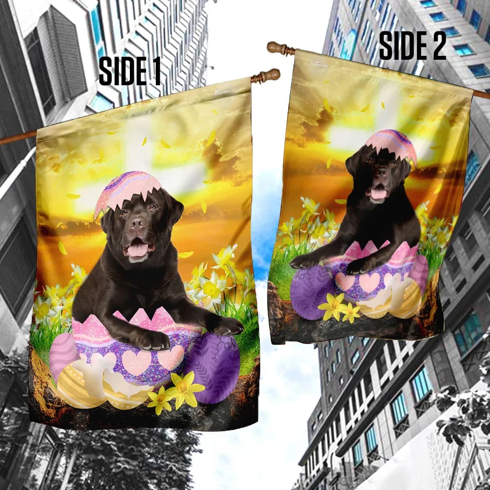 Chocolate Labrador Retriever Is Ready For Easter House Flag - Happy Easter Garden Flag - Decorative Easter Flags