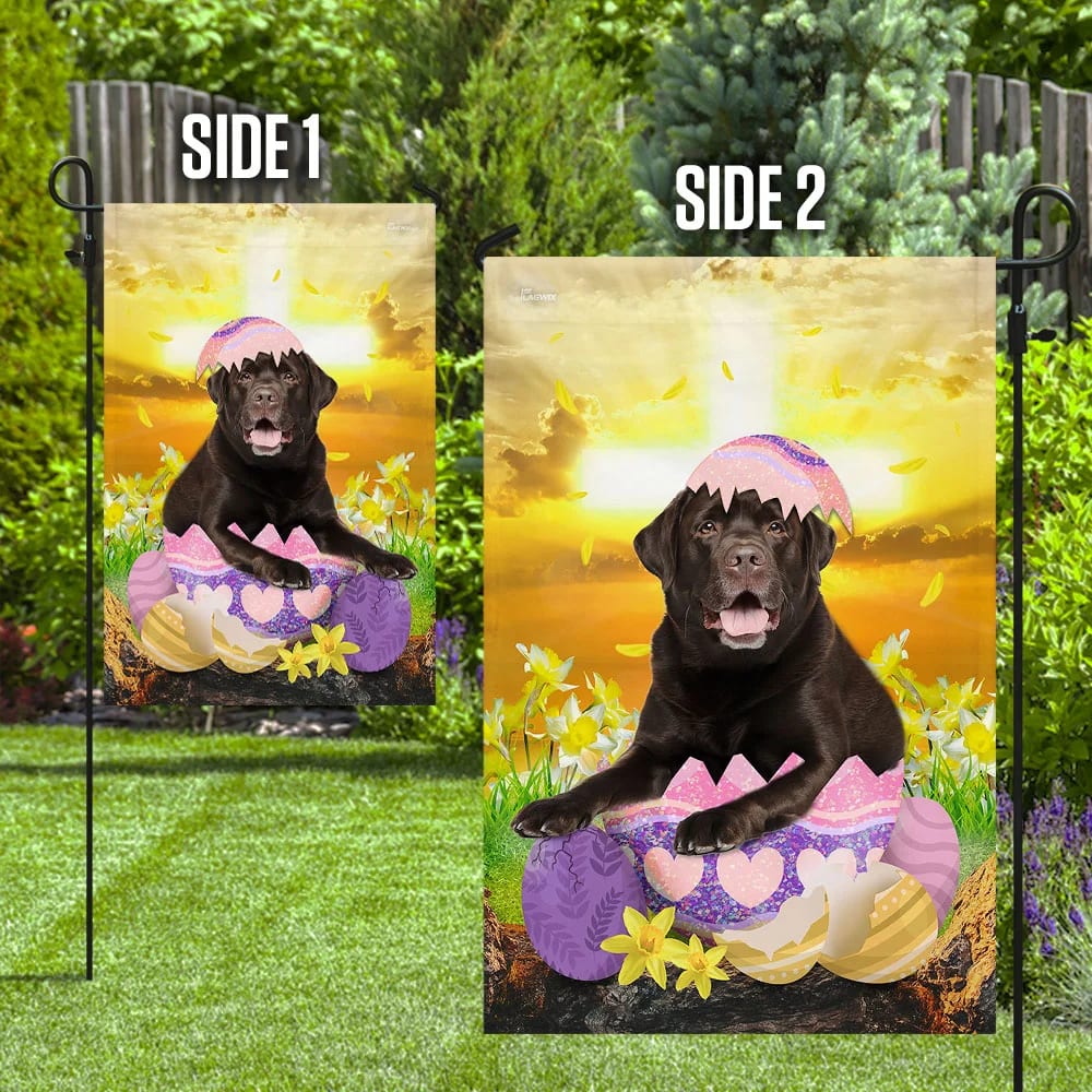 Chocolate Labrador Retriever Is Ready For Easter House Flag - Happy Easter Garden Flag - Decorative Easter Flags