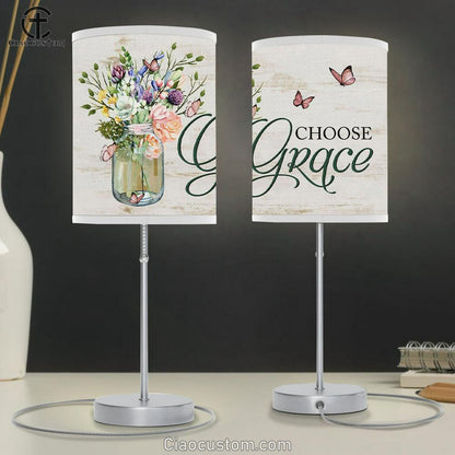 Choose Grace Table Lamp For Bedroom - Flower Butterfly - Christian Room Decor