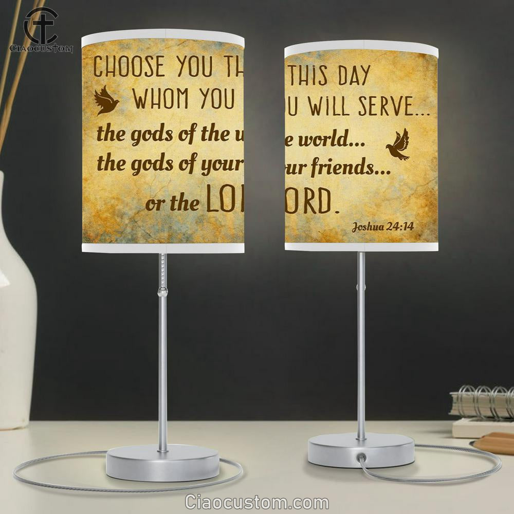 Choose You This Day Joshua 2414 Bible Verse Table Lamp For Bedroom Print - Christian Room Decor