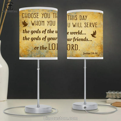 Choose You This Day Joshua 2414 Bible Verse Table Lamp For Bedroom Print - Christian Room Decor