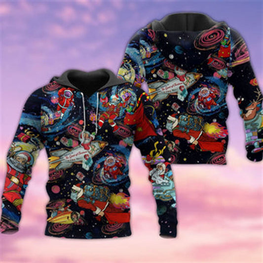 Chrismas Santa In The Space All Over Print 3D Hoodie For Men And Women, Christmas Gift, Warm Winter Clothes, Best Outfit Christmas