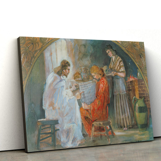 Jesus With Mary And Martha Canvas Poster